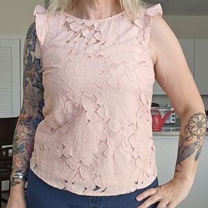 Elegant Blush Lace Blouse